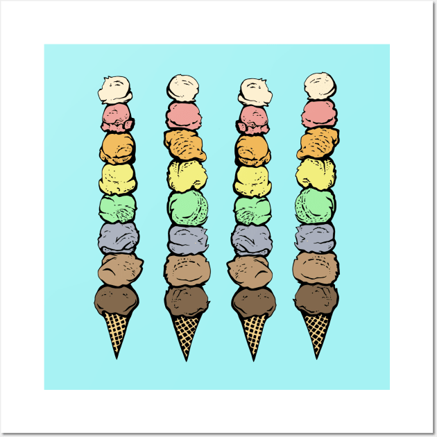 Giant Rainbow Ice Cream Cones Wall Art by studiogooz